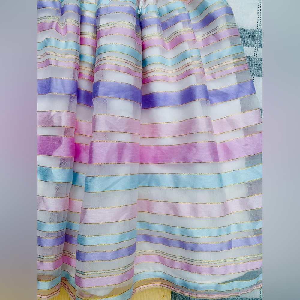 XL 10/12 Girl Elegant Lace Dress Sleeveless Lace And Striped Knit To Woven Dress - Picture 5 of 9